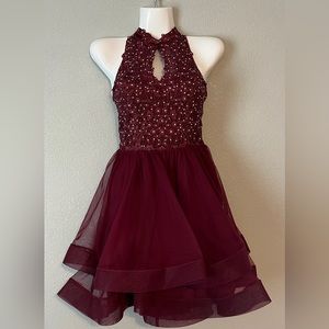Short Maroon City Triangles Dress Size 3
